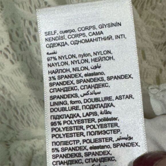 bebe Cream Lace Peplum Top Small S Long Sleeve Sheer Wrap Blouse USA Romantic - Picture 8 of 8